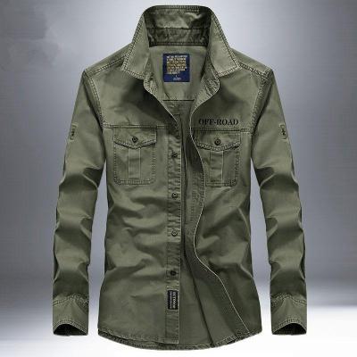 JPDUN青年男士衬衫大码长袖新款休闲宽松纯色口袋衬衣男上衣