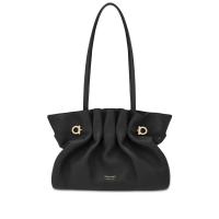 Ferragamo羊皮拼接女士手提链条包轻奢复古链条斜挎包