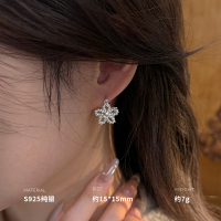 925纯银镂空圆珠花朵耳钉女耳环耳饰个性轻奢气质新约7g BCE8947送女朋友老婆情人节七夕生日礼物