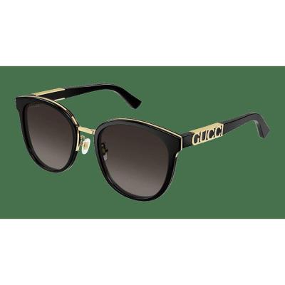 古驰(GUCCI)女士黑框灰色镜片潮流百搭非偏光树脂太阳镜 Black_001_/_GREY_Lens