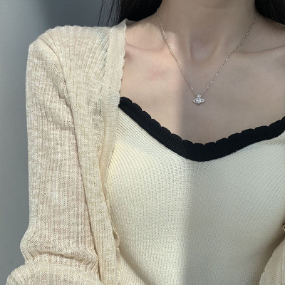 纯银爱心皓石女日常百搭配裙子高级感小项链不掉色气质锁骨链送女朋友老婆情人节七夕生日礼物