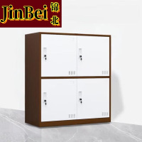 锦北物柜多门更衣柜带锁工具柜教室学生书包柜多格子收纳柜 咖白四门