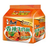 康师傅经典方便面香辣牛肉面5袋装五连包多口味香辣红烧牛肉夜宵泡面速食面正品整箱装