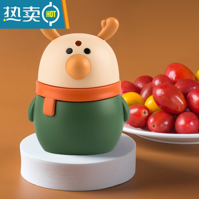 敬平小鹿牙签盒家用按压式自动弹出创意卡通轻奢时尚客厅便携式牙签筒 [1个装]绿色