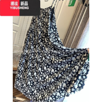 YIBUSHENG胖mm300斤大码法式吊带碎花连衣裙女宽松显瘦赫本风v领高腰长裙
