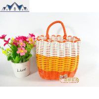 塑料编织收纳篮筐浴室厨房单把小挂篮宿舍挂式收纳盒壁挂置物篮子 三维工匠