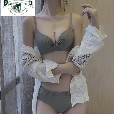 HLCOMAN内衣女无钢圈聚拢小胸显大收副乳调整型胸罩上托性感美背文胸套装胸罩