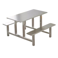 迅迈 4人位1200*600*750mm不锈钢加固款 单位学校不锈钢食堂餐桌椅组合公司员工地连体快餐桌椅