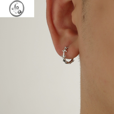 JiMi925银荆棘植物系耳扣耳环男个性耳圈单只设计ins风独特造型女情侣