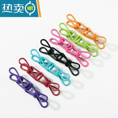 敬平多功能晾衣夹衣服夹家用晒衣服小夹子防风强力固定铁质浸塑晒袜子 50个装