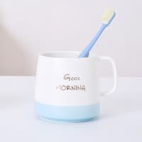 刷牙杯情侣一对 漱口杯陶瓷简约牙刷杯套装北欧INS洗漱杯牙缸杯具 三维工匠 单杯-粉红