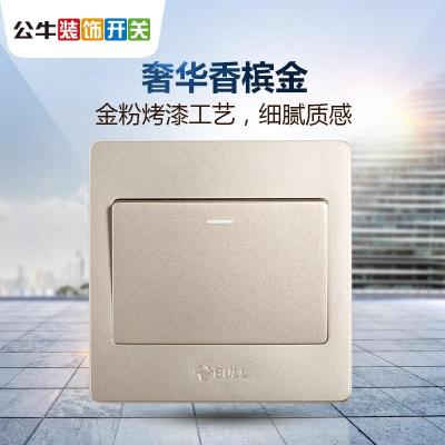 公牛(BULL)开关插座1开一开多控开关多控开关 一开三控中途开关面板G07K134Y金色 默认颜色 默认尺寸
