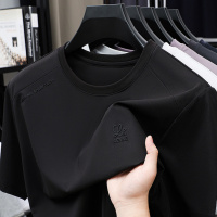 男士短袖T恤2025夏季新款圆领印花薄款半袖T恤宽松纯色上衣男装