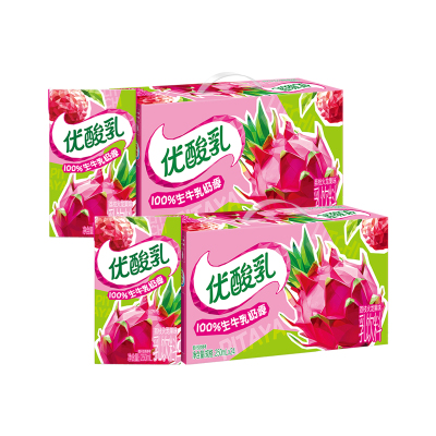 [7月生产]伊利优酸乳火龙果味250ml*24盒*2箱 营养学生健康
