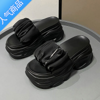 SUNTEK厚底踩屎感拖鞋女夏外穿增高2022年夏季新款网红松糕高跟一字凉拖