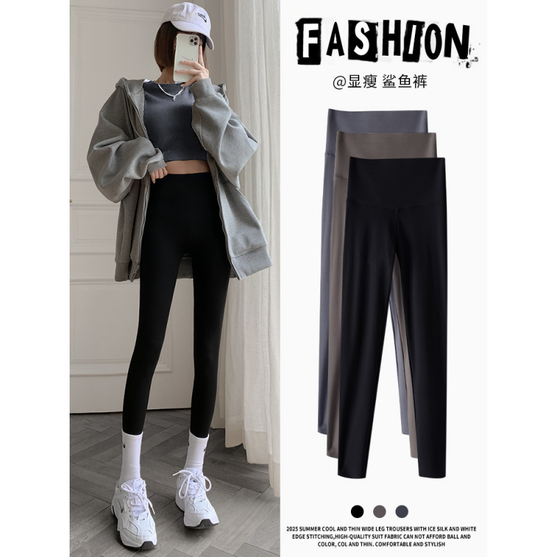鲨鱼裤女外穿春秋薄款高腰收腹提臀瑜伽芭芘紧身弹力小个子打底裤