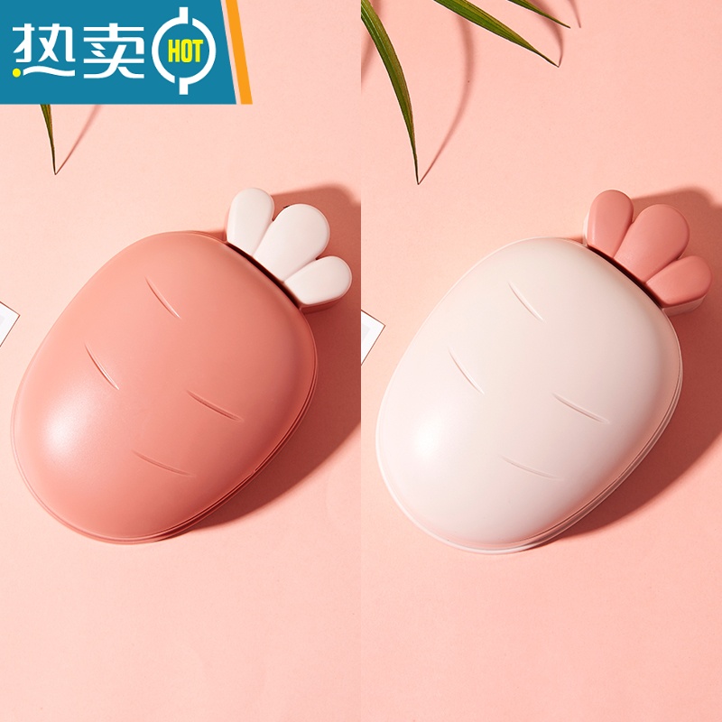 敬平家用卡通可爱肥皂盒塑料可沥水香皂盒创意图案皂盒架卫生间收纳盒 粉色+红色[2个装]