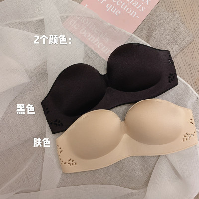 SUNTEK无肩带内衣女小胸聚拢防滑加厚上托胸贴夏季性感抹胸充气隐形文胸