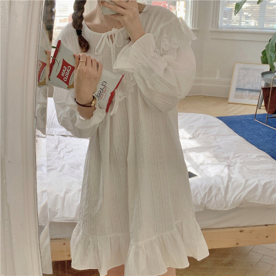 HLCOMAN蕾丝花边甜美学生公主长袖睡衣女春装2021年新款睡裤家居服两件套睡裤