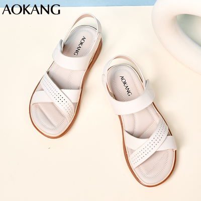 奥康凉鞋夏季休闲透气女士凉鞋新款防滑露趾软底舒适妈妈鞋