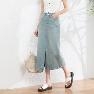 前开叉A版半身裙女20265年夏季新款百搭显瘦牛仔中长裙子