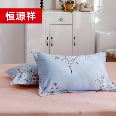 恒源祥全棉枕套纯棉枕头套双人单人学生宿舍枕芯套48x74cm一对装
