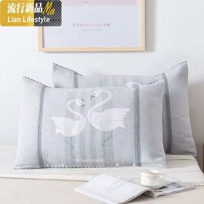 枕巾棉一对装情侣欧式纱布枕头巾加厚棉枕套 三维工匠