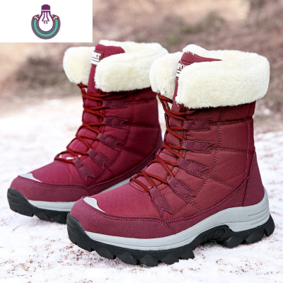 FISHBASKET中老年棉鞋加绒加厚保暖妈妈鞋舒适中筒防水防滑软底大码雪地靴女靴子