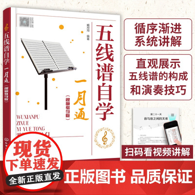 五线谱自学一月通视频教学版 五线谱入门基础教程知识 入门级自学五线谱书籍 零基础学五线谱 五线谱自学入门教程 音乐爱好者