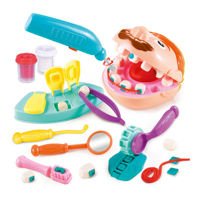 儿童彩泥手工橡皮泥发型屋面条机小牙医轻黏土创意套装系列儿童模型玩具手工DIY生日彩泥小牙医