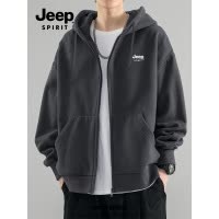 Jeep吉普潮流卫衣男2025新款男秋季重磅连帽开衫外套男款百搭衣服