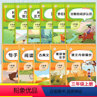 语文+数学专项训练上册11本 [正版]三年级上下册专项训练全套语文数学同步训练练习题册人教版三年级看拼音写词语字词句阅读