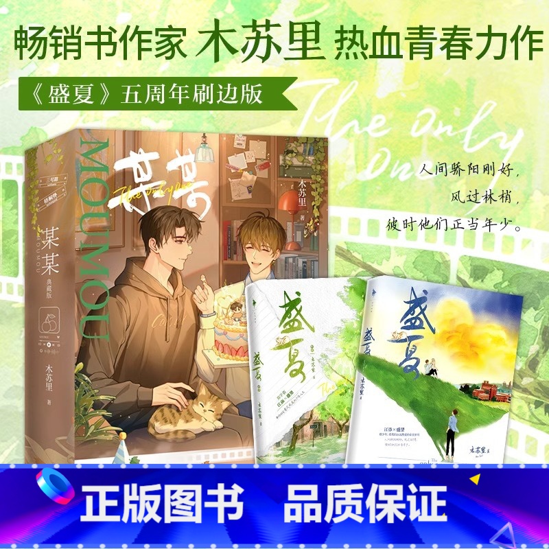 [刷边典藏版]盛夏套装 [正版]典藏刷边版 盛夏套装 木苏里著 小说实体书 热血青春力作 江添盛望 内含精美彩插图 随书