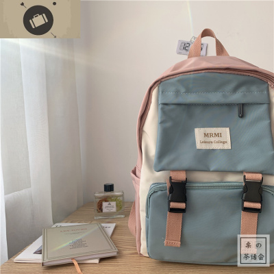 INS韩版学院风软妹学生书包女chic森系小清新双肩包工装少女背包艾狄伊娃