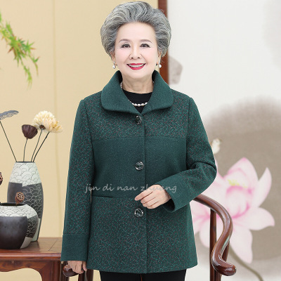 迪鲁奥（DILUAO)老年人秋装女中外套奶奶春秋60岁70毛呢子80老人衣服秋冬上衣