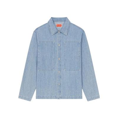 高田贤三(Kenzo)长袖牛仔外套男百搭休闲衬衫领刺绣设计大口袋外