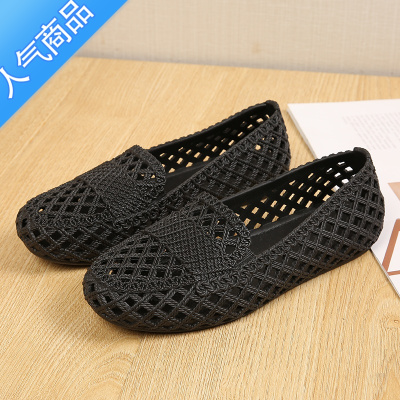 SUNTEK时尚浅口凉鞋女简约软底洞洞鞋沙滩妈妈休闲单鞋夏季防滑厚底韩版