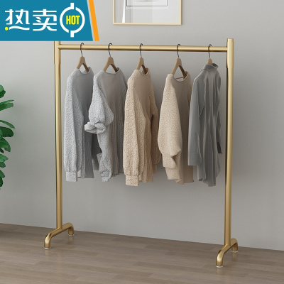 敬平衣架落地卧室单杆式简易小型晾衣杆家用宿舍房间挂衣架阳台晒衣架 纳米金色 长100高160晾晒架