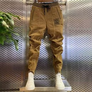 商务休闲裤网红同款灯芯绒裤子男士直筒宽松休闲裤条绒裤