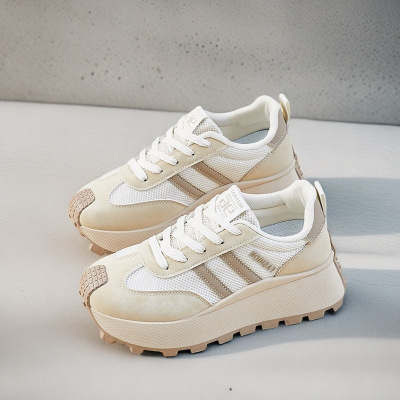 ins韩版皮面老爹鞋女2026秋季新款透气女鞋增休闲鞋