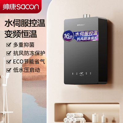 帅康(sacon)16G825燃气热水器16升速热家用防倒风防冻水伺服控温ECO节能低水压启动变频恒温快热式热水器天然气