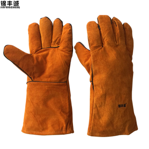锦丰诚 电焊手套防火线牛皮手套 340mm 双