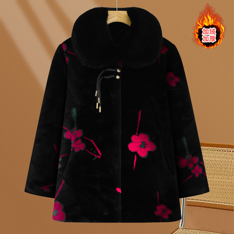 金丝绒奶奶装棉衣女洋气老年人保暖外套冬季女士休闲大衣60岁加绒