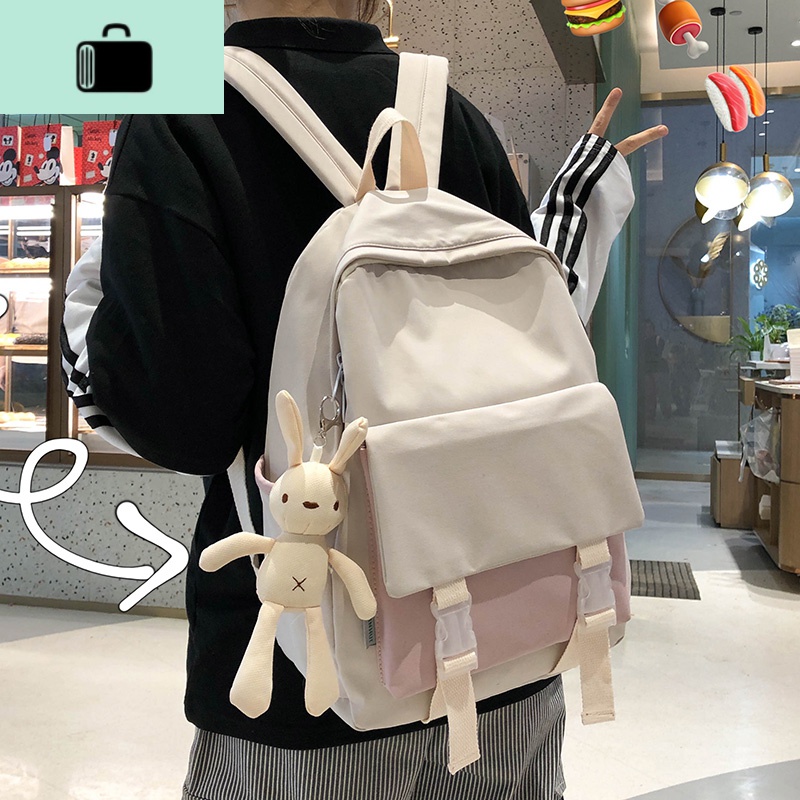 超火双肩包2020新款中学生书包女韩版原宿高中大学生百搭森系背包NEW LAKE