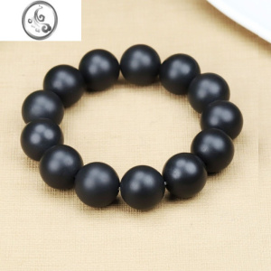 JiMi新款新疆和田玉墨玉籽料手串黑羊脂细料手链情侣款圆珠 均色