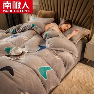 牛奶绒四件套冬季双面加绒加厚床单珊瑚绒被套法兰绒三件套