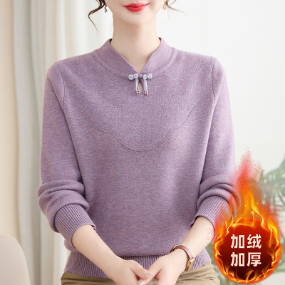 中老年女装针织衫40-60岁妈妈装洋气毛衣50岁中年人古风毛线衫冬