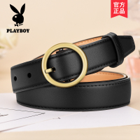 花花公子皮带女士真皮百搭时尚黑色腰带韩版夏装饰牛仔裤带ins风