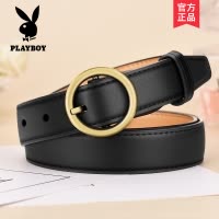 花花公子皮带女士真皮百搭时尚黑色腰带韩版夏装饰牛仔裤带ins风