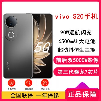 [全新]vivo S20 松烟墨 12GB+512GB 第三代骁龙7芯 5G 6500mAh大电池 90W快充 5000万防畸变柔光自拍 拍照 AI 手机